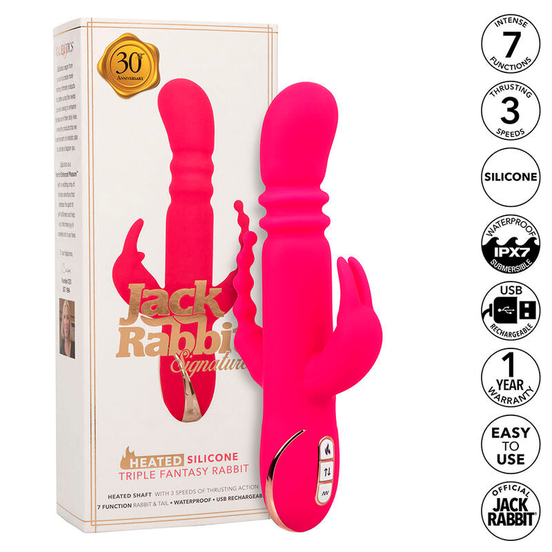 CALEXOTICS - JACK FANTASY PINK RABBIT HEATED TRIPLE VIBRATOR
