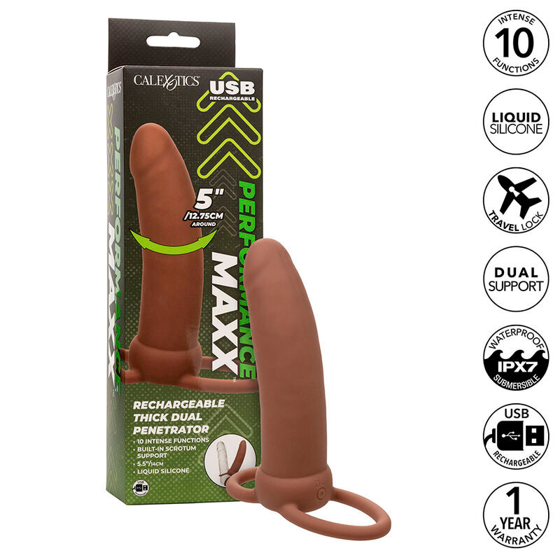 CALEXOTICS - MAXX THICK DUAL PENETRATOR 10 VIBRATIONS BROWN - 1