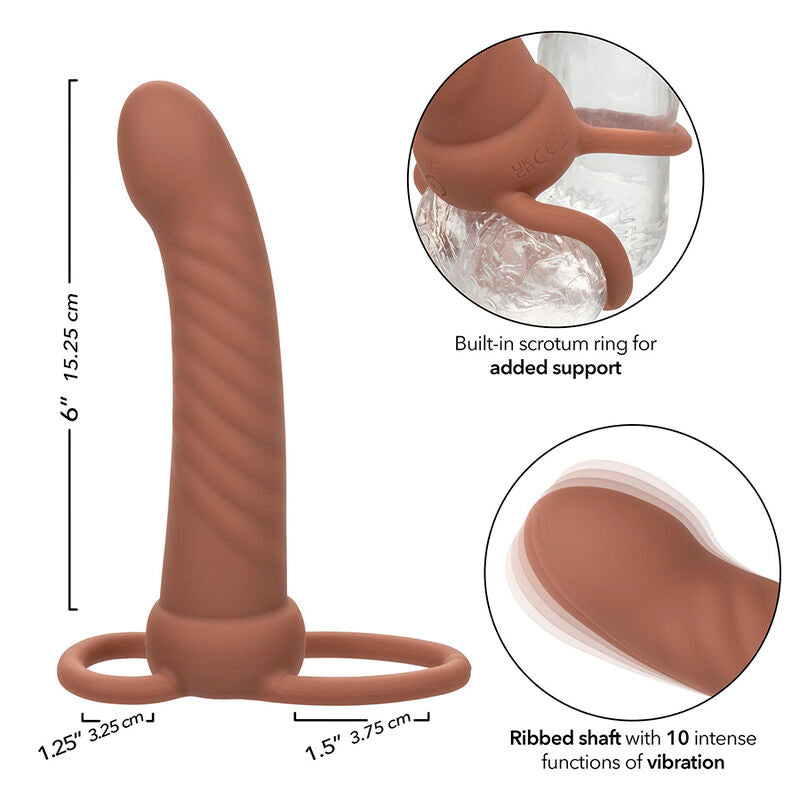 CALEXOTICS - MAXX RIBBED DUAL PENETRATOR 10 VIBRATIONS BROWN - 7