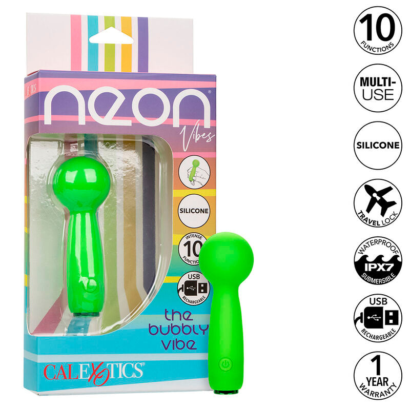 CALEXOTICS - NEON VIBES THE BUBBLY VIBE MINI MASSAGER 10 VIBRATIONS GREEN - 9