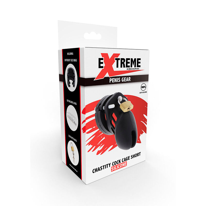 HIDDEN DESIRE - EXTREME CHASTITY COCK CAGE SILICONE SIZE S BLACK - 5