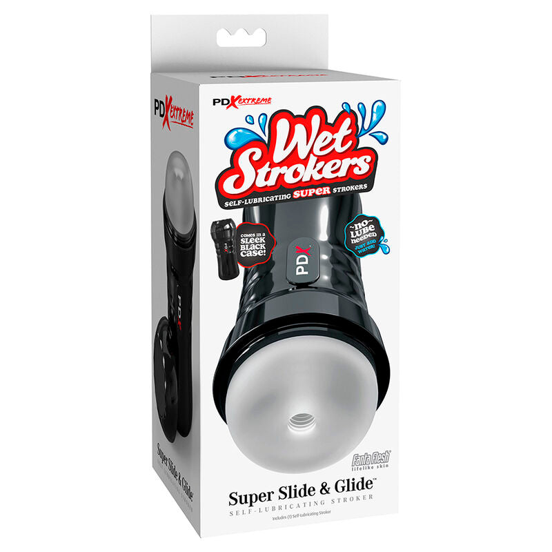PDX EXTREME - SLIDE & GLIDE SELF-LUBRICATING TRANSPARENT MASTURBATOR