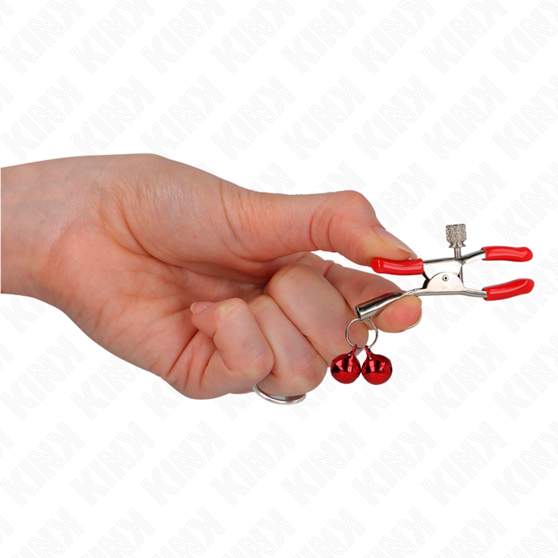 KINK - RED DOUBLE BELL NIPPLE CLAMP RED 6 CM - 3