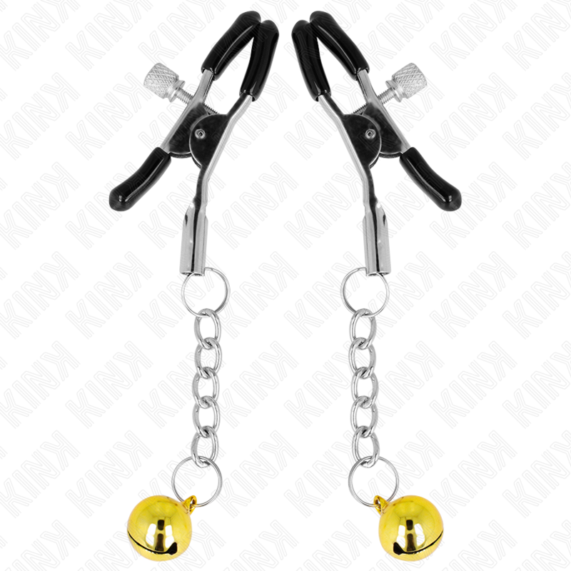 KINK - GOLD JINGLE BELL PENDANT NIPPLE CLAMPS 6 CM - 2