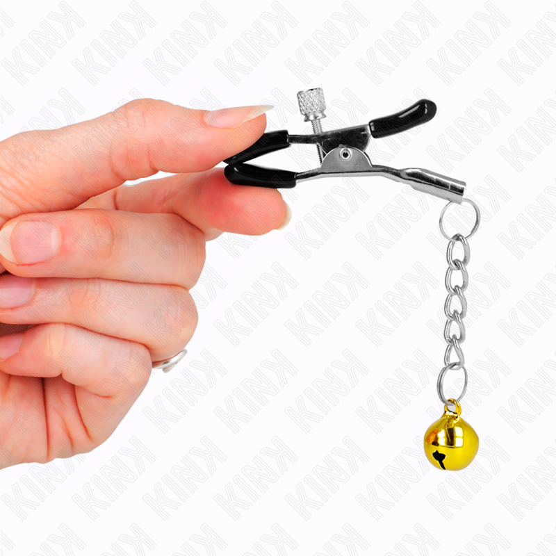 KINK - GOLD JINGLE BELL PENDANT NIPPLE CLAMPS 6 CM - 4
