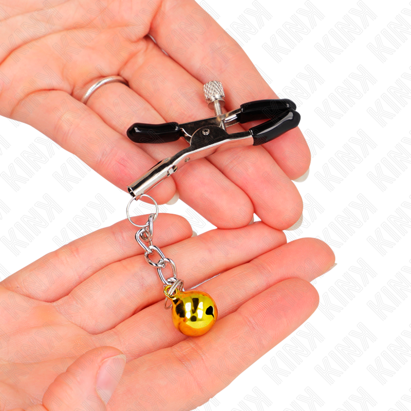 KINK - GOLD JINGLE BELL PENDANT NIPPLE CLAMPS 6 CM - 3