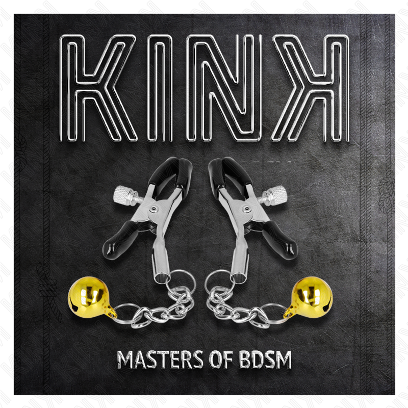 KINK - NIPPLE CLAMPS WITH JINGLE BELL PENDANT GOLD 6 CM