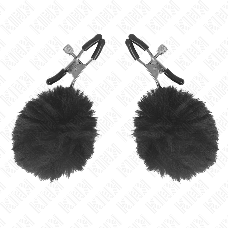 KINK - FAUX FUR BALL NIPPLE CLAMP BLACK 6 CM - 4