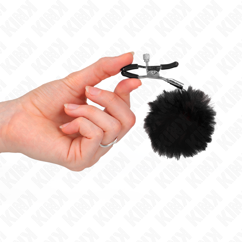 KINK - FAUX FUR BALL NIPPLE CLAMP BLACK 6 CM - 2