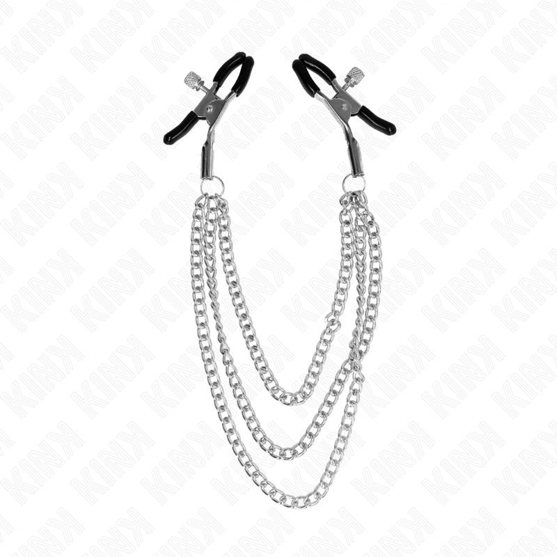 KINK - NIPPLE CLAMPS WITH 3 SILVER CHAINS 20/23/28 CM