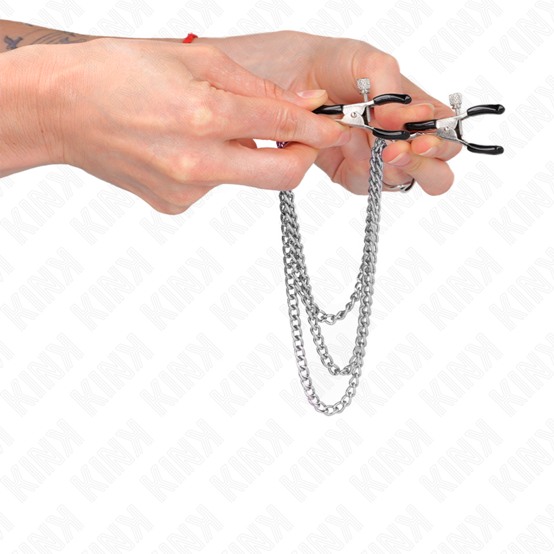 KINK - NIPPLE CLAMPS WITH 3 CHAINS SILVER 20/23/28 CM - 2