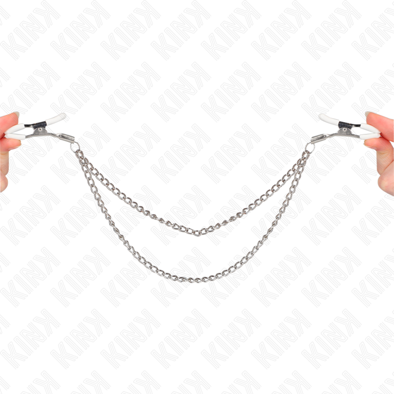 KINK - NIPPLE CLAMPS WITH 2 THIN SILVER CHAINS 20/23 CM