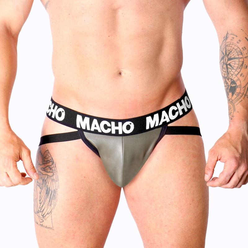 MACHO - MX27GR LEATHER JOCK GRAY BEIGE XL - S - 6