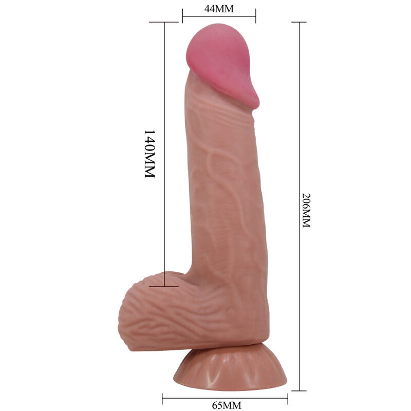 PRETTY LOVE - SLIDING SKIN SERIES REALISTIC DILDO WITH SLIDING BROWN SKIN SUCTION CUP 20.6 CM - 6