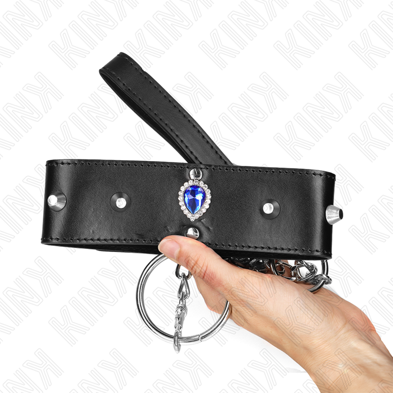 KINK - NECKLACE 65 CM WITH STRAP WITH BLUE DIAMONDS ADJUSTABLE 36-43 CM X 5 CM - 4