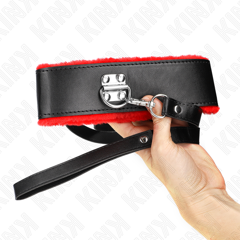 KINK - NECKLACE WITH BELT 116 CM WITH RED LEATHER STRAP ADJUSTABLE 40-48 CM X 6 CM - 4