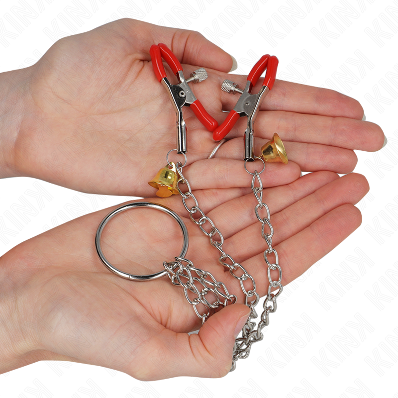 KINK - BELL TRIPLE NIPPLE AND CLIT CLAMPS RED WITH CHAIN 30 CM - 2