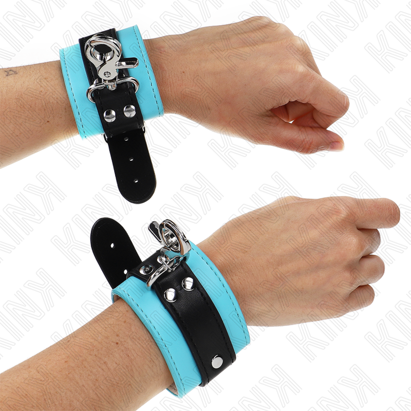 KINK - PREMIUM LOCKABLE WRIST RESTRAINTS BLACK / BLUE ADJUSTABLE 21-28 CM X 5.5 CM - 5