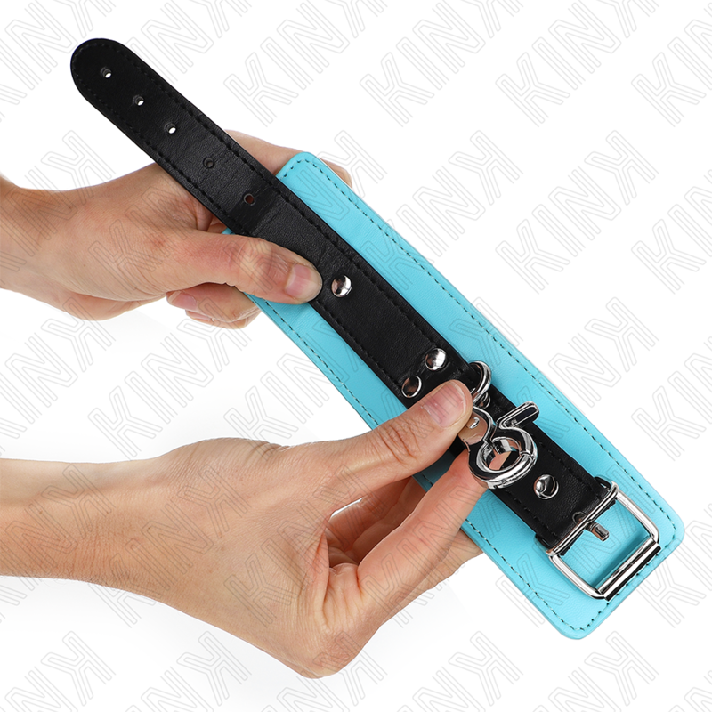 KINK - PREMIUM LOCKABLE WRIST RESTRAINTS BLACK / BLUE ADJUSTABLE 21-28 CM X 5.5 CM - 3