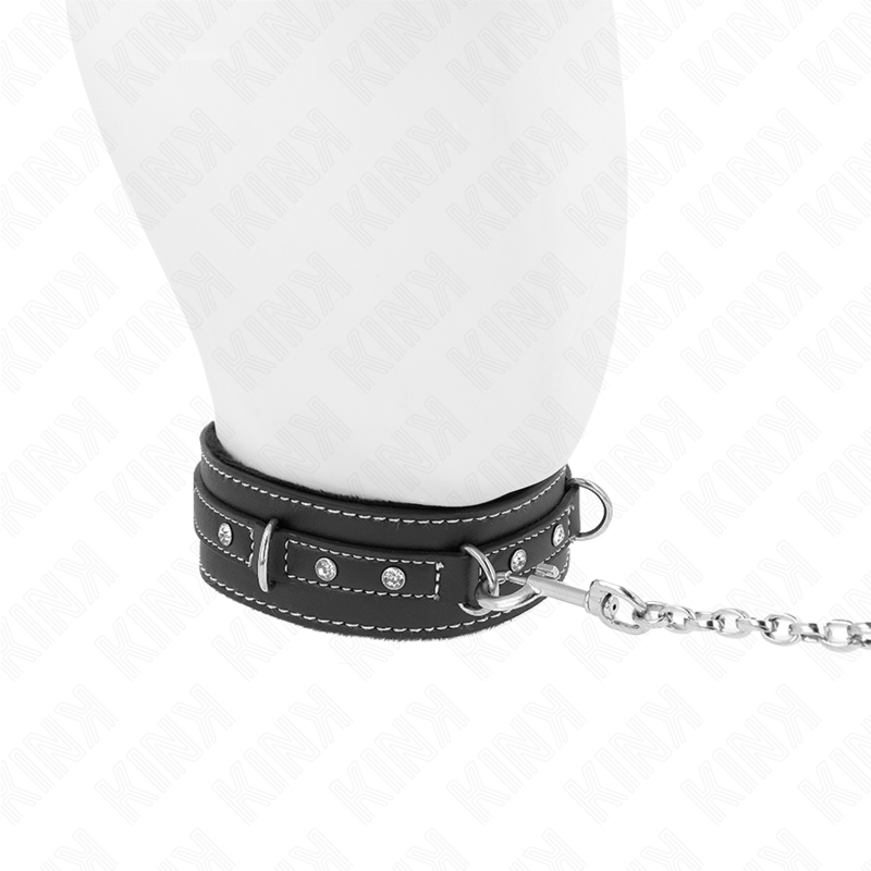 KINK - PVC LEATHER NECKLACE WITH BELT 105 CM RHINESTONE RIVET 41.5 X 4 CM - 2