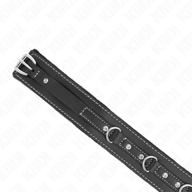 KINK - PVC LEATHER NECKLACE WITH BELT 105 CM RHINESTONE RIVET 41.5 X 4 CM - 3