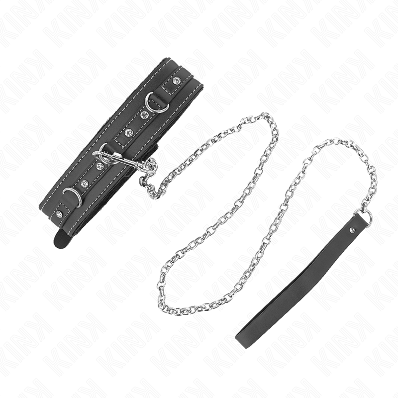 KINK - PVC LEATHER NECKLACE WITH BELT 105 CM RHINESTONE RIVET 41.5 X 4 CM - 5