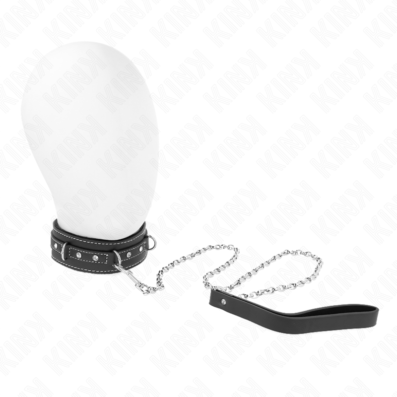 KINK - PVC LEATHER NECKLACE WITH BELT 105 CM RHINESTONE RIVET 41.5 X 4 CM - 4