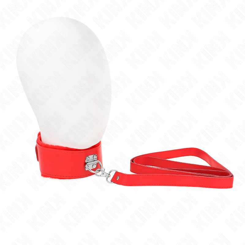 KINK - COLLIER AVEC LAISSE 116 CM AVEC CLOUS ARGENTÉS MODÈLE 4 ROUGE RÉGLABLE 40-48 CM X 6 CM