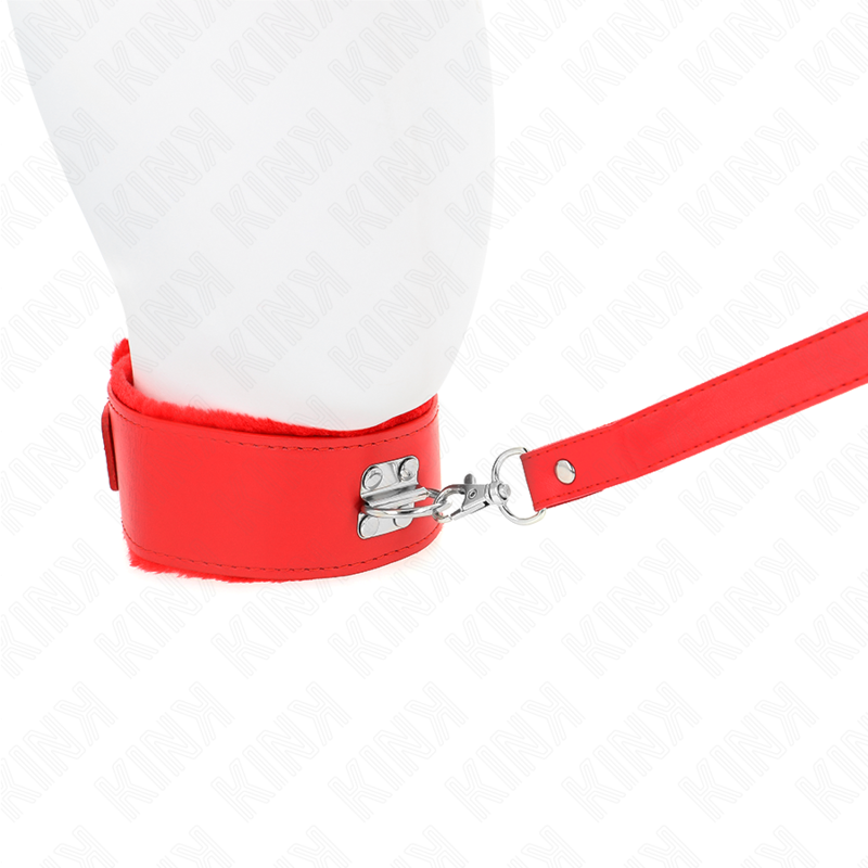 KINK - NECKLACE WITH LEASH 116 CM WITH SILVER STUDS MODEL 4 RED ADJUSTABLE 40-48 CM X 6 CM - 3