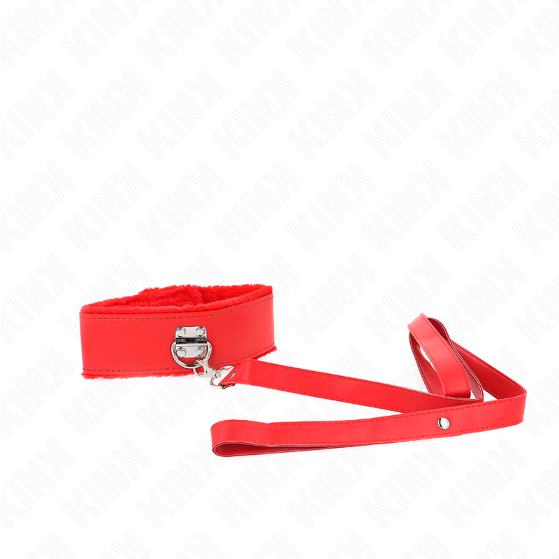 KINK - NECKLACE WITH LEASH 116 CM WITH SILVER STUDS MODEL 4 RED ADJUSTABLE 40-48 CM X 6 CM - 4