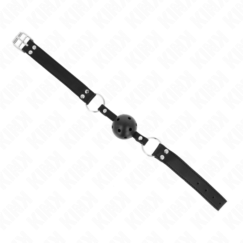 KINK - BREATHABLE BALL 4 CM GAG WITH DOUBLE RIVET MODEL 1 BLACK 62.5 x 2.5 CM ADJUSTABLE 42-58 CM - 2