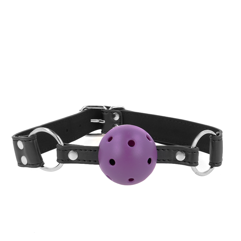KINK - BREATHABLE BALL 4 CM GAG WITH DOUBLE RIVET PURPLE 62.5 x 2.5 CM ADJUSTABLE 42-58 CM - 4