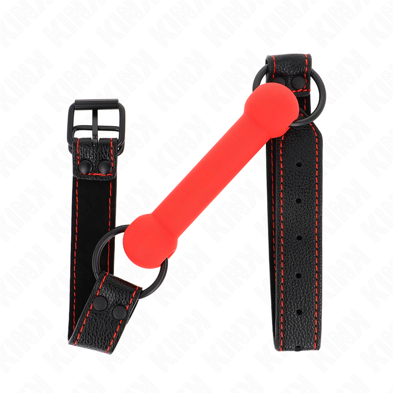 KINK - BONE GAG WITH LEATHERETTE STRAP RED ADJUSTABLE 41-57 CM - 2