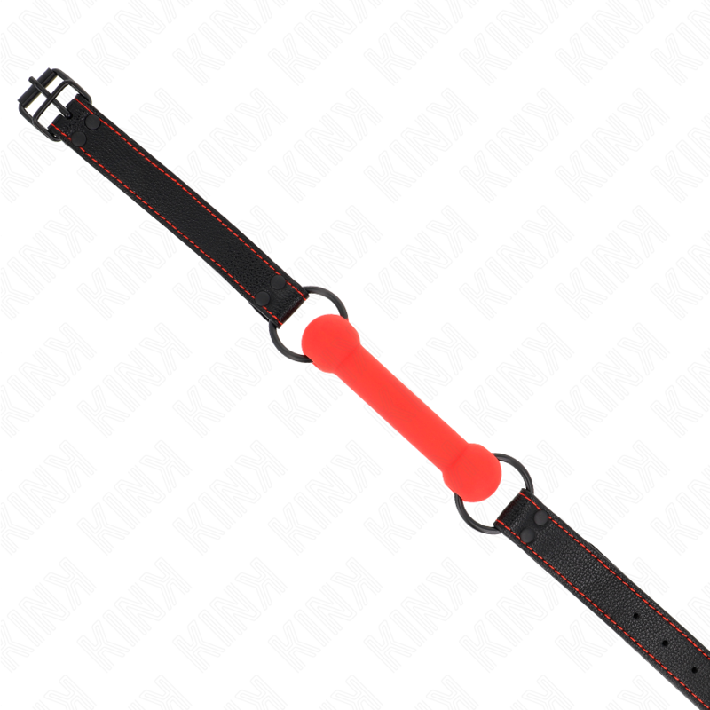 KINK - BONE GAG WITH LEATHERETTE STRAP RED ADJUSTABLE 41-57 CM - 4