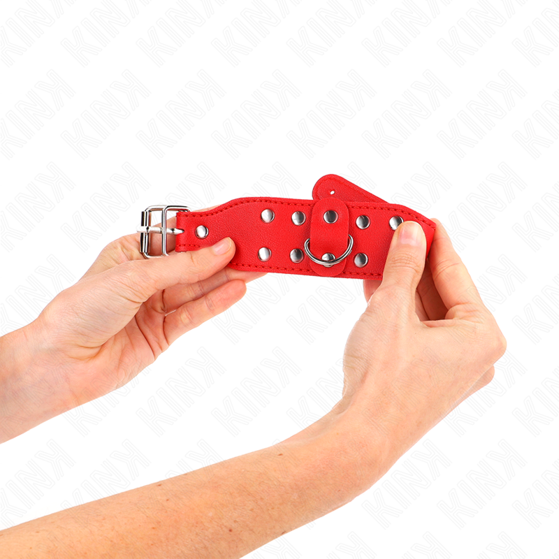KINK - WRISTBANDS WITH DOUBLE LINE OF ADJUSTABLE STUDS RED - 2