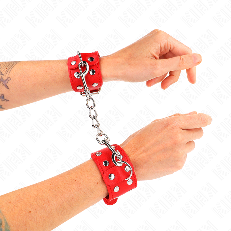 KINK - WRISTBANDS WITH DOUBLE LINE OF ADJUSTABLE STUDS RED - 4