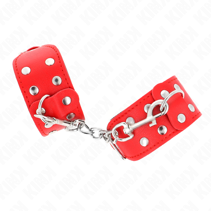 KINK - WRISTBANDS WITH DOUBLE LINE OF ADJUSTABLE STUDS RED - 3