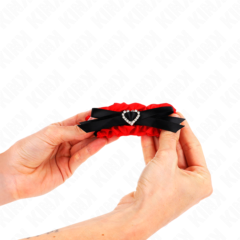KINK - LACE ELASTIC WRIST RESTRAINTS RED HEART DETAILS ADJUSTABLE 22-35 CM - 2