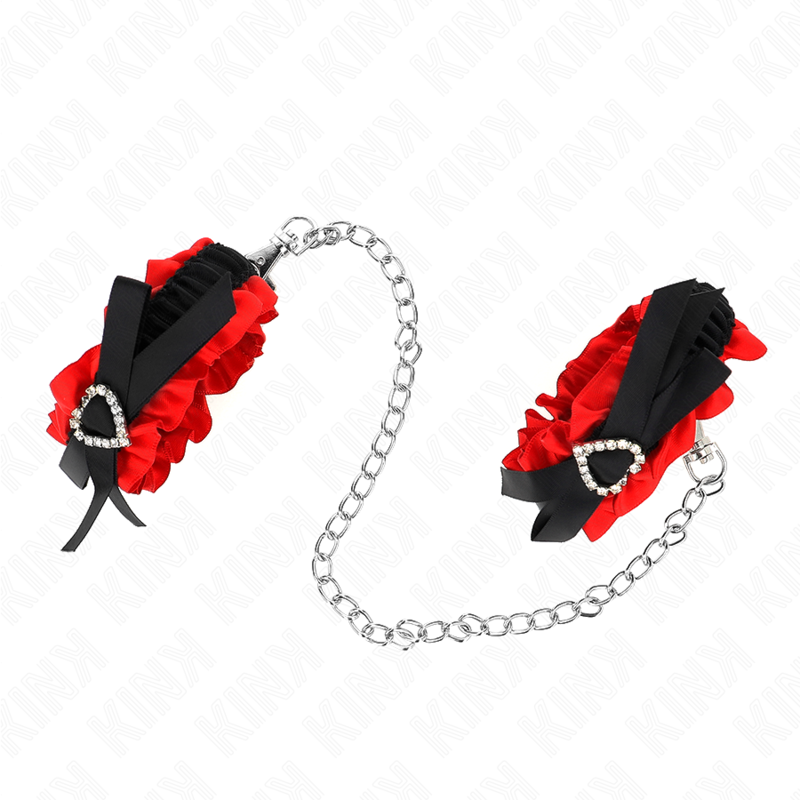 KINK - LACE ELASTIC WRIST RESTRAINTS RED HEART DETAILS ADJUSTABLE 22-35 CM - 3