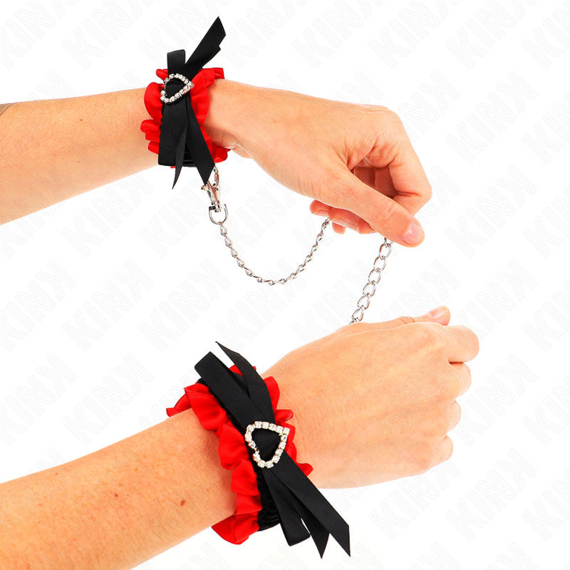 KINK - LACE ELASTIC WRIST RESTRAINTS RED HEART DETAILS ADJUSTABLE 22-35 CM - 4