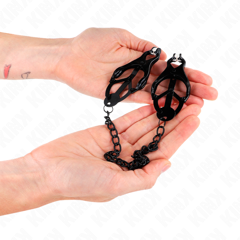 KINK - JAPANESE CLOVER NIPPLE CLAMPS WITH BLACK CHAIN 30CM