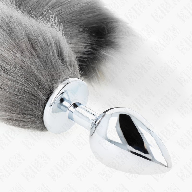 KINK - ANAL PLUG SIZE L 10 X 4 CM WITH SYNTHETIC TAIL 40 CM GREY AND WHITE - 4