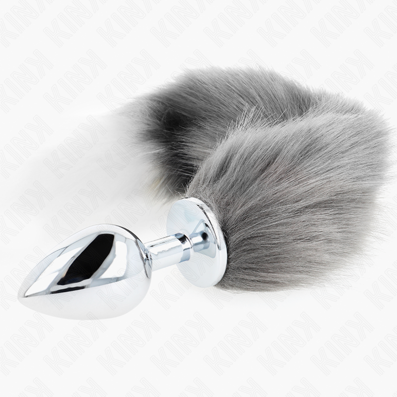 KINK - ANAL PLUG SIZE L 10 X 4 CM WITH SYNTHETIC TAIL 40 CM GREY AND WHITE - 3