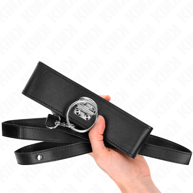 KINK - STUDDED LEASH 116 CM COLLAR WITH LEATHERETTE STRAP 50 X 5 CM - 2