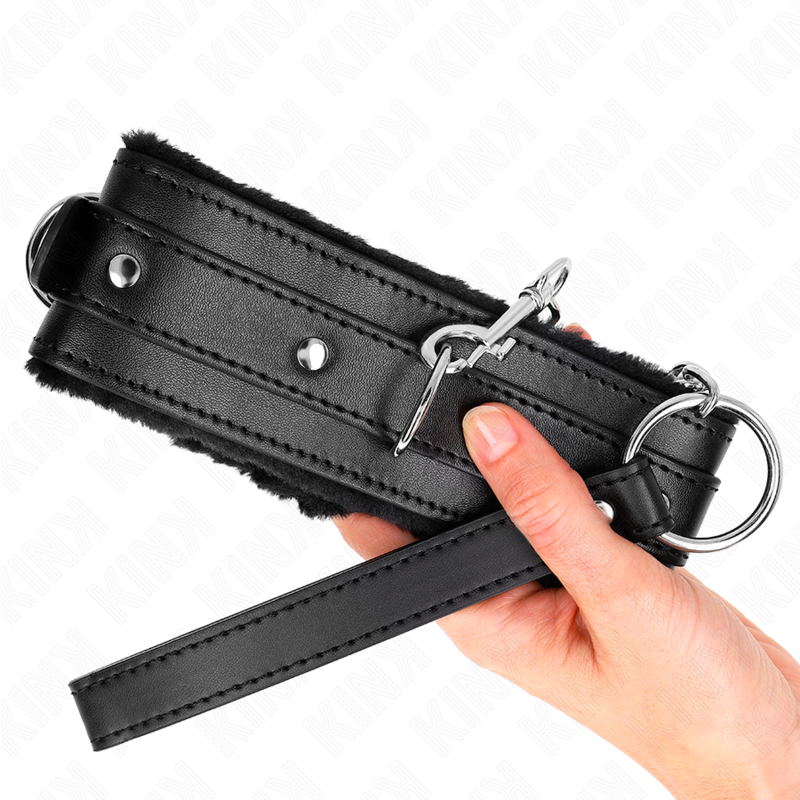KINK - COLLAR WITH LEASH 65 CM WITH RESTRICTIONS BLACK 36-42 CM X 5.5 CM - 5