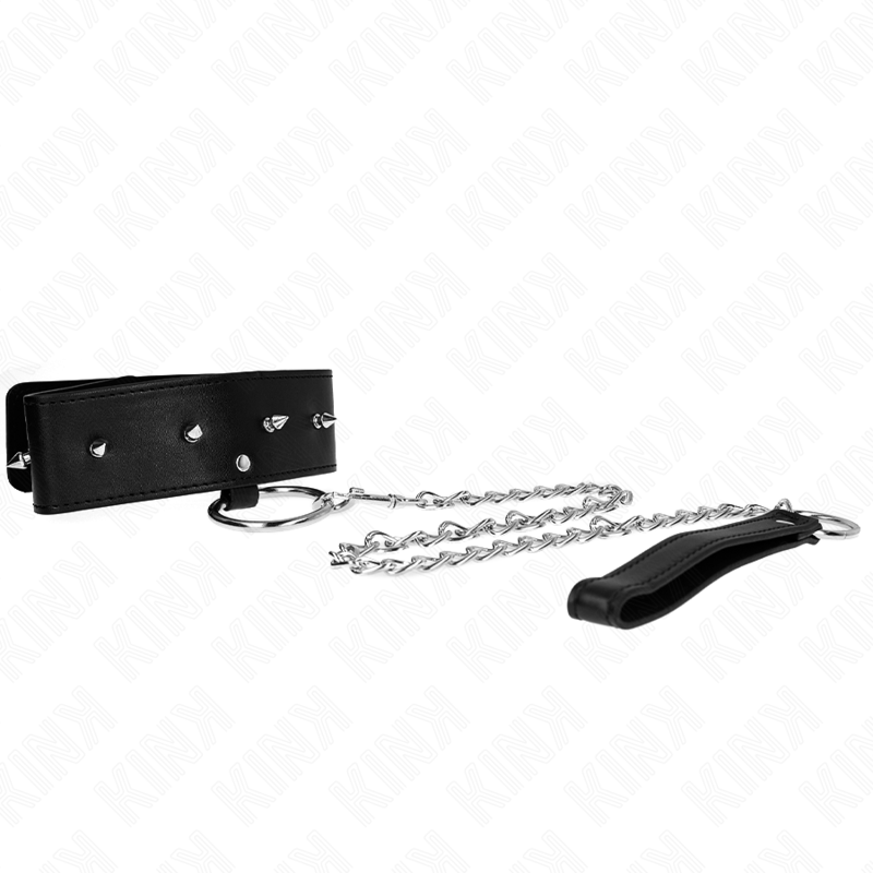 KINK - NECKLACE 65 CM WITH LEASH WITH SILVER STUDS MODEL 2 ADJUSTABLE 36-43 CM X 5 CM - 6