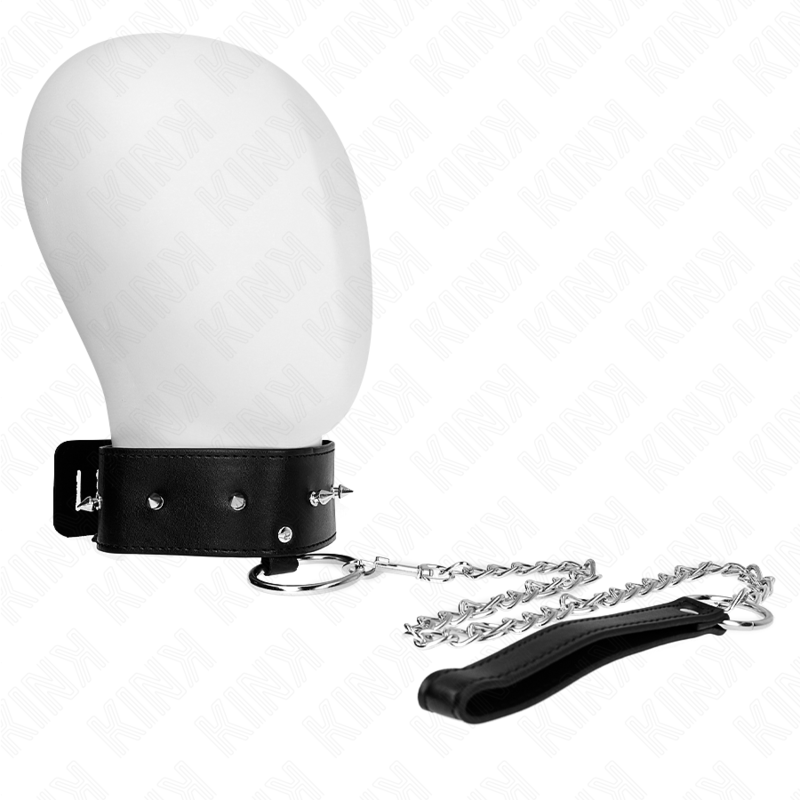 KINK - NECKLACE 65 CM WITH LEASH WITH SILVER STUDS MODEL 2 ADJUSTABLE 36-43 CM X 5 CM - 7