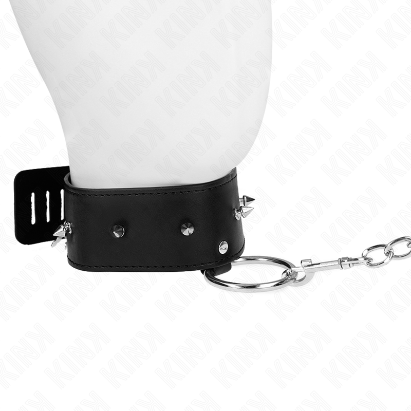 KINK - NECKLACE 65 CM WITH LEASH WITH SILVER STUDS MODEL 2 ADJUSTABLE 36-43 CM X 5 CM - 2