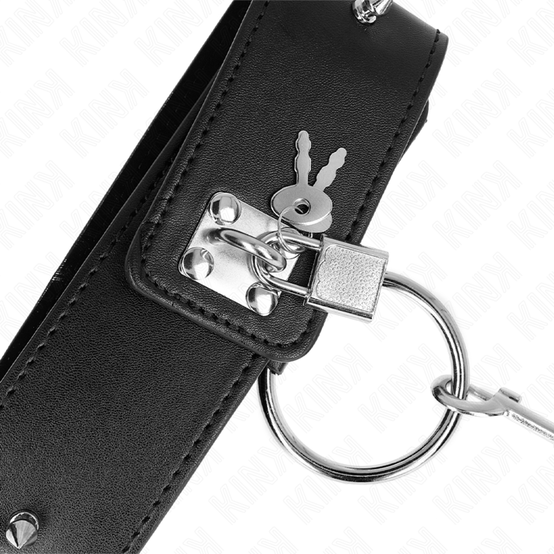 KINK - NECKLACE 65 CM WITH LEASH WITH SILVER STUDS MODEL 2 ADJUSTABLE 36-43 CM X 5 CM - 3
