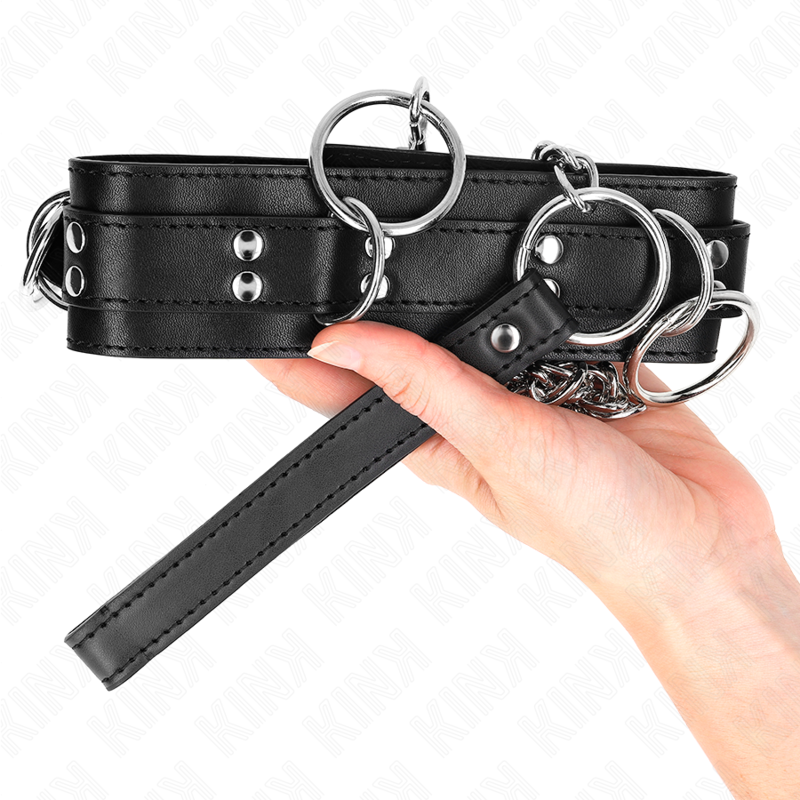 KINK - 3-RING BONDAGE NECKLACE WITH STRAP 80 CM 53 X 5 CM